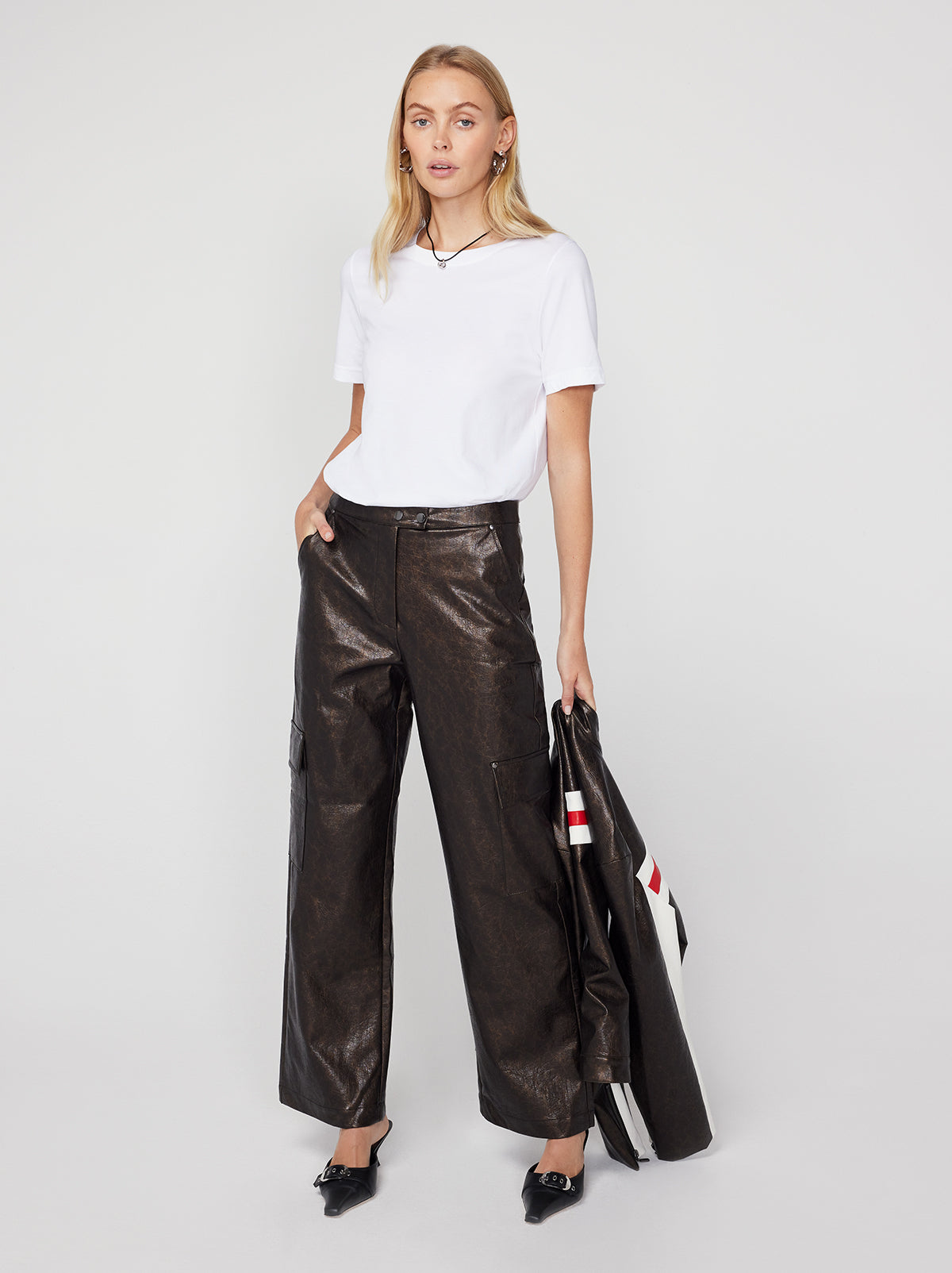 Denise Black Vinyl Cargo Trousers
