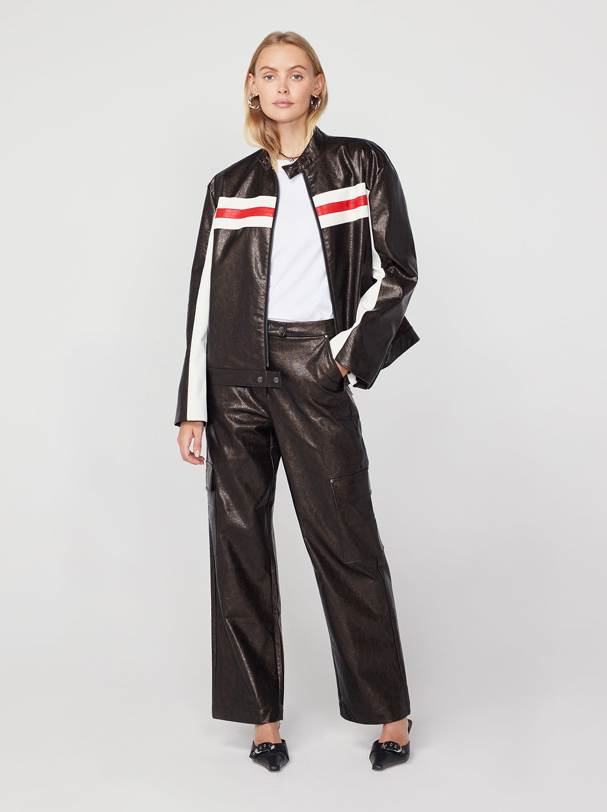 Vinyl trousers with zip sales