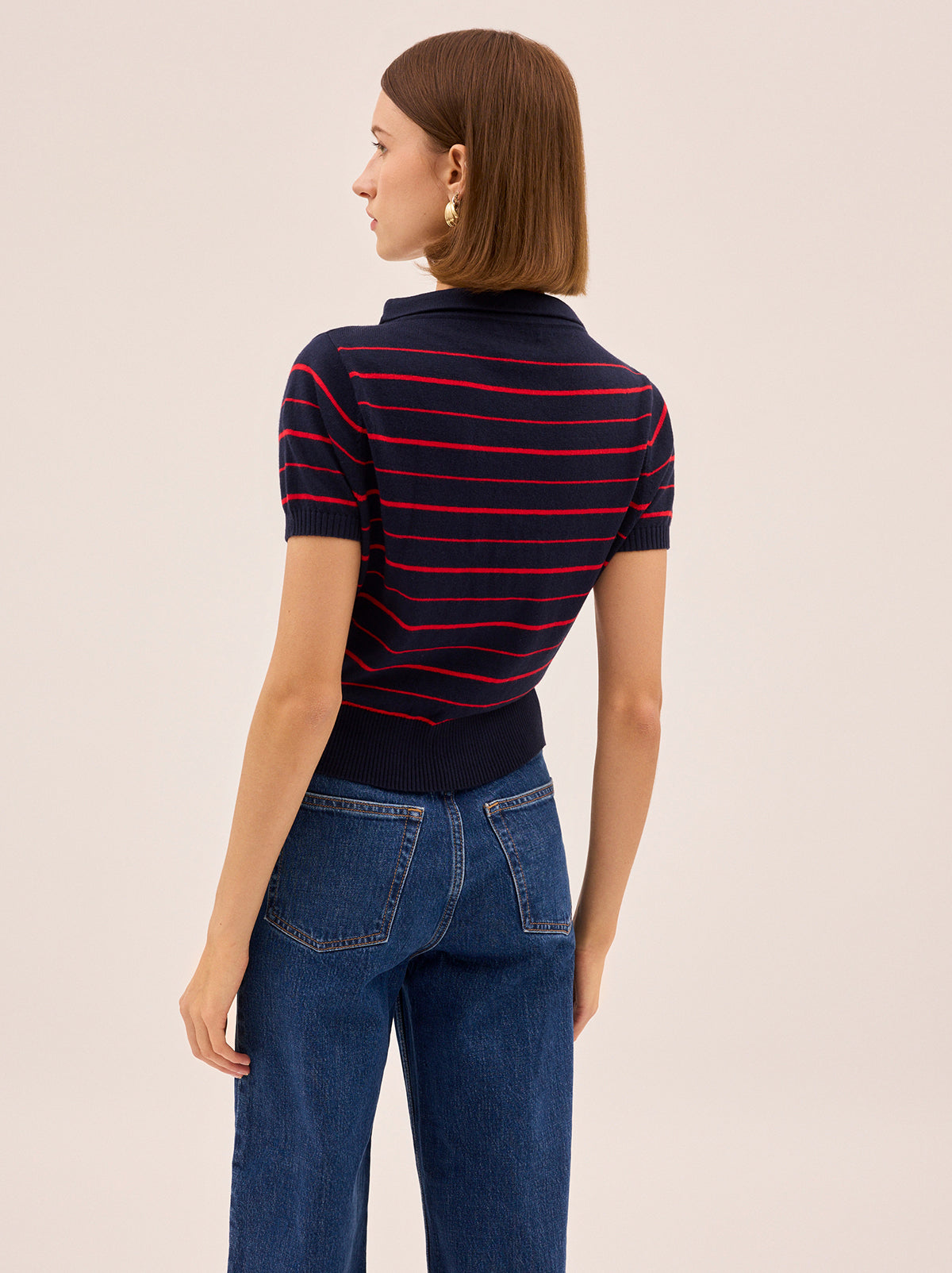 Devon Navy Striped Knit Top By KITRI Studio