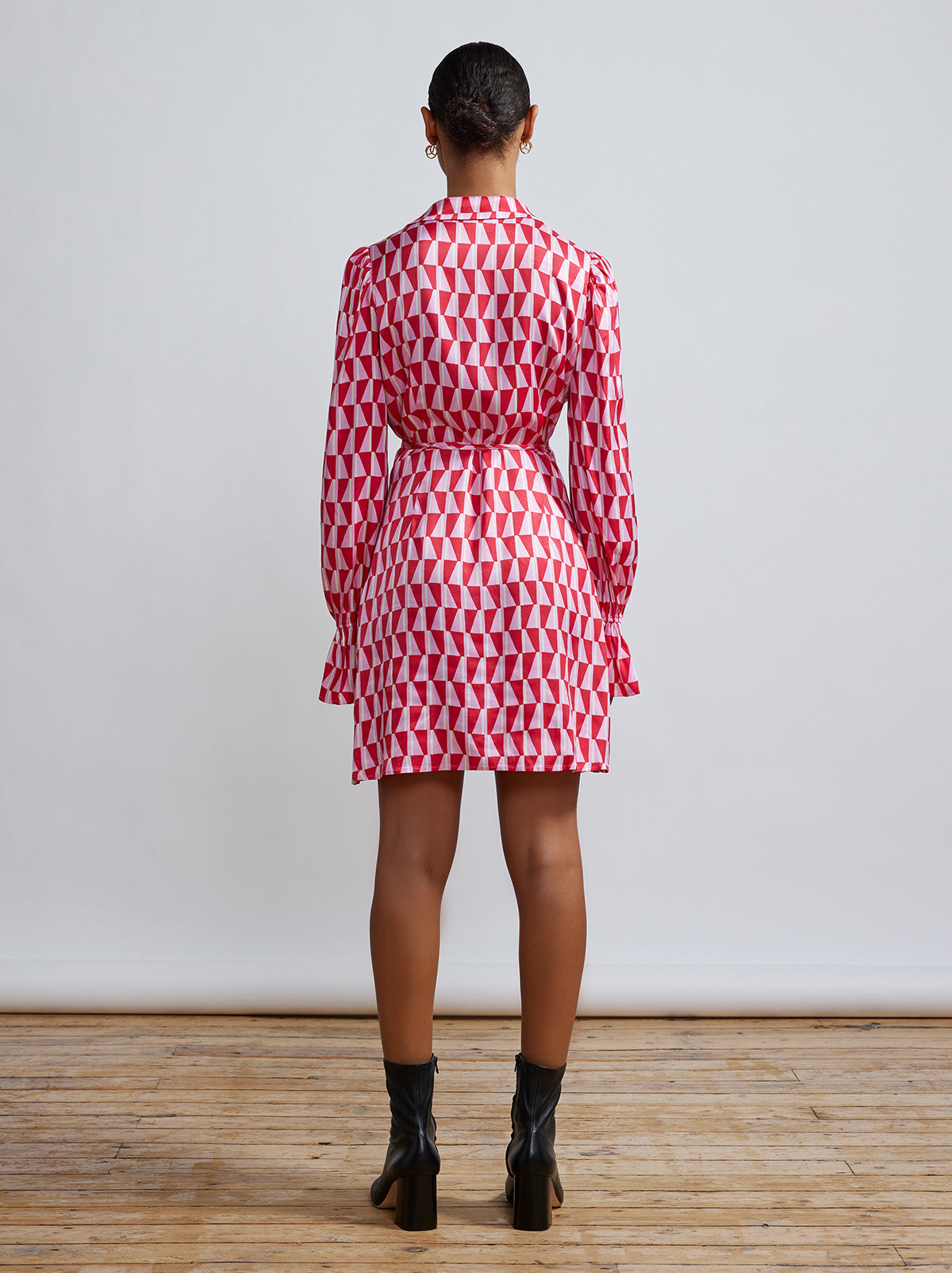 Diane Pink Tile Print Wrap Mini Dress By KITRI Studio