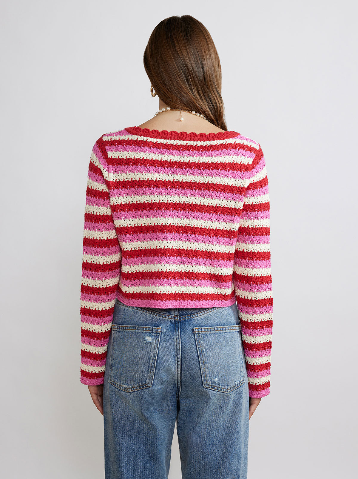 Dionne Pink Stripe Knit Cardigan by KITRI Studio