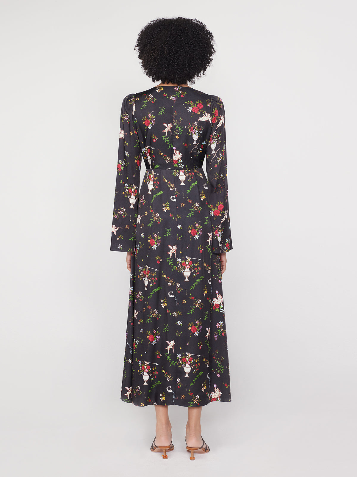 Dolores Black Cherub Print Dress By KITRI Studio