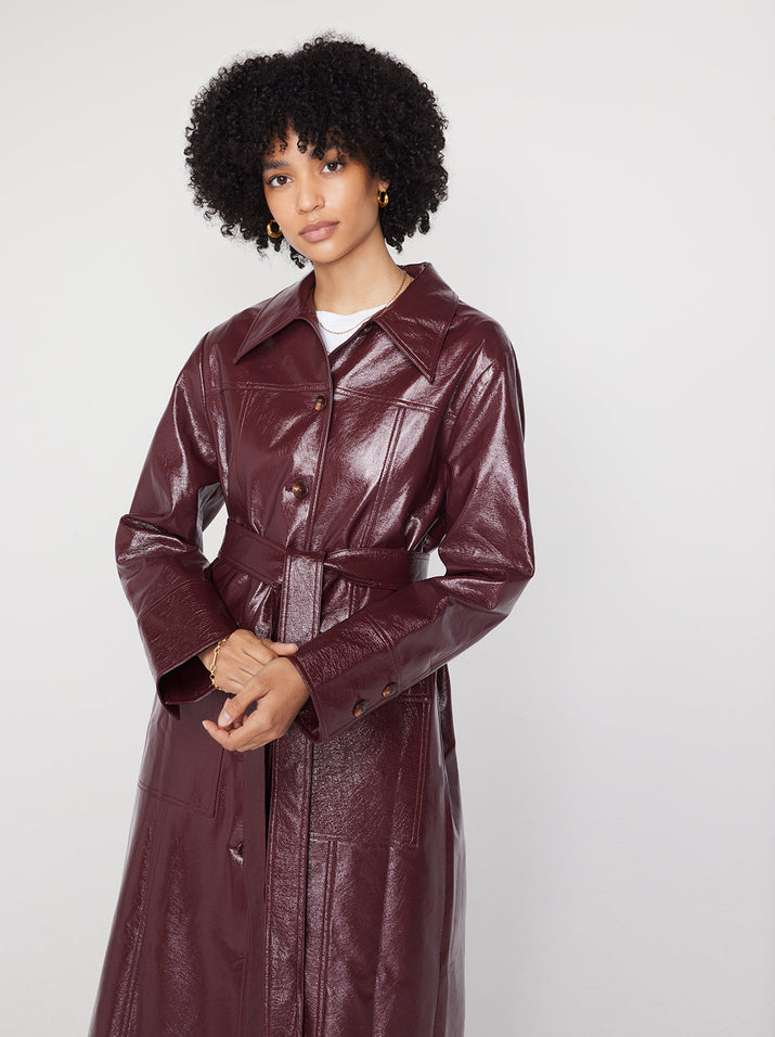 Dominique Chocolate Vinyl Coat | KITRI Studio