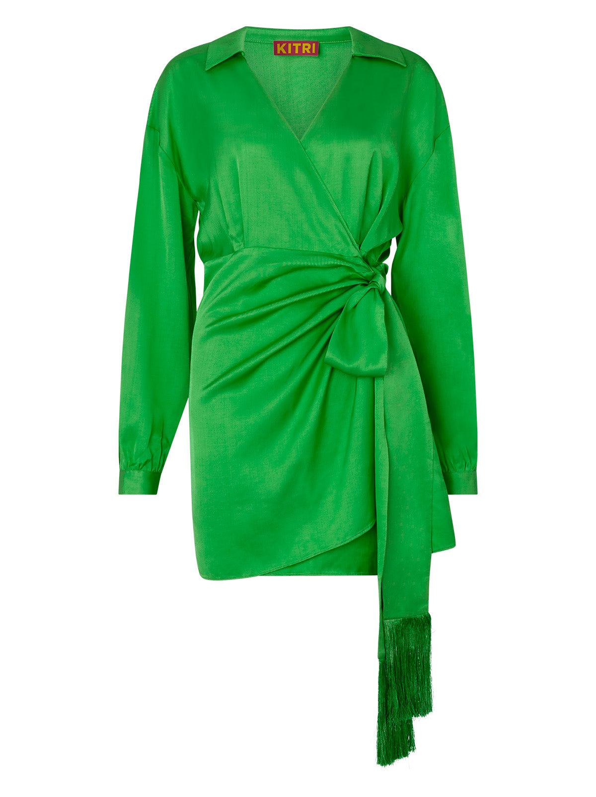 Donna Green Mini Wrap Dress by KITRI Studio