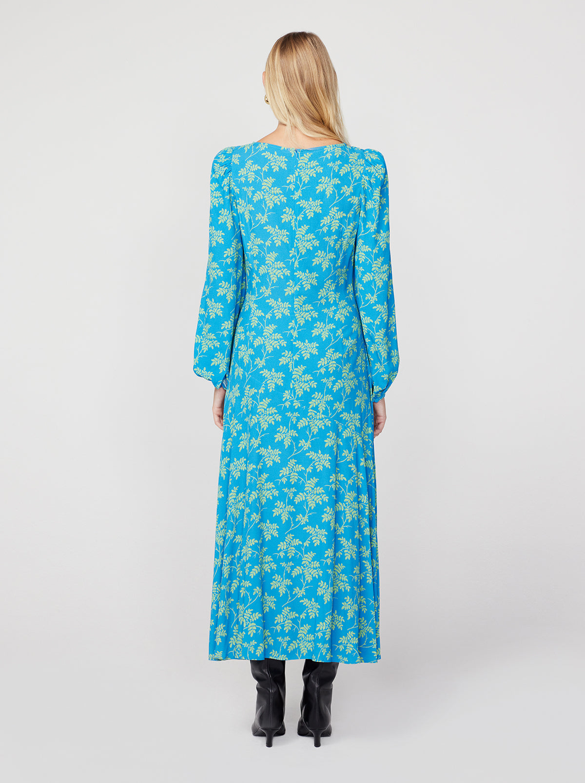 Dorothy Blue Vintage Leaf Print Dress By KITRI Studio