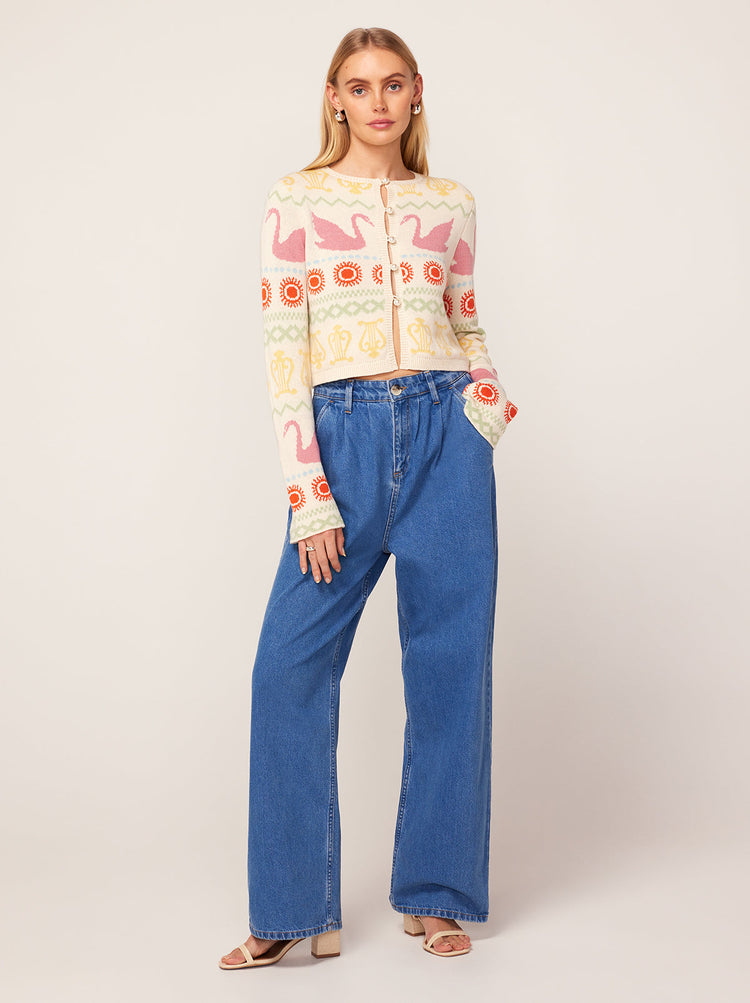 Edith Denim Pleated Front Trousers By KITRI Studio