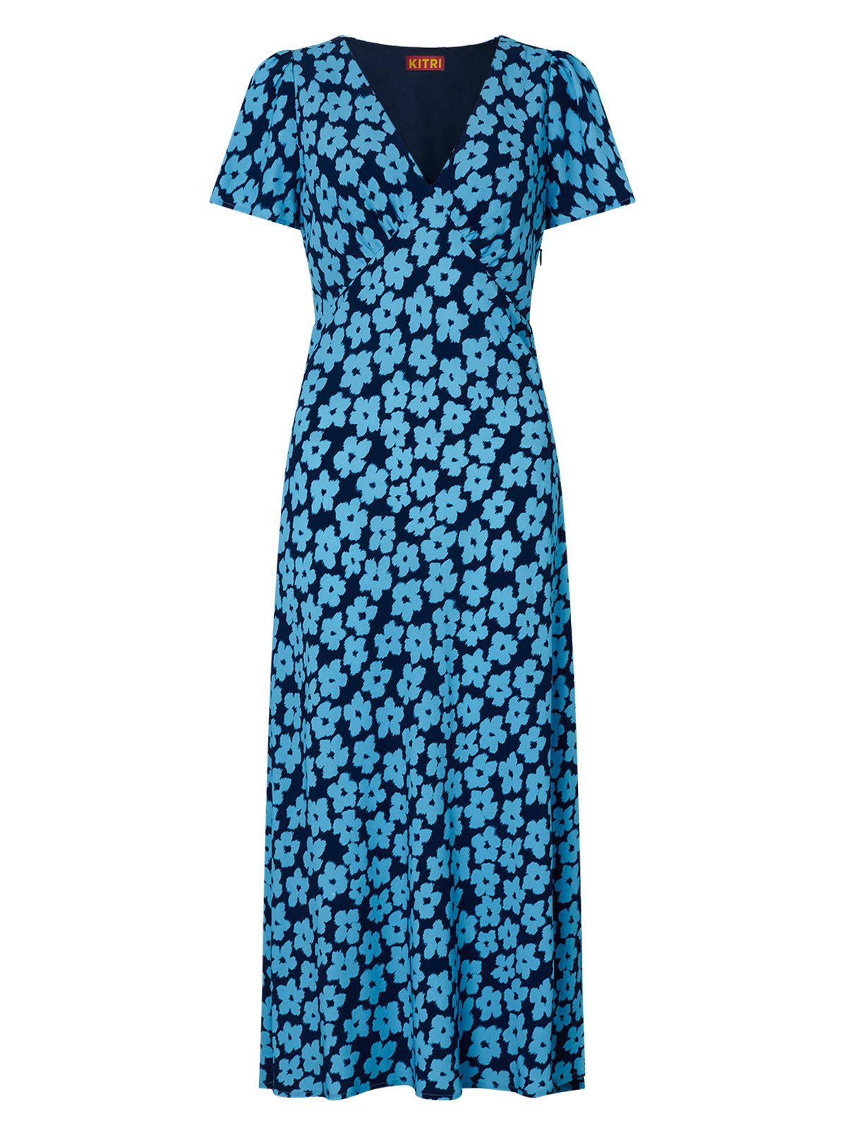 Effie Blue Blurred Floral Midi Dress KITRI Studio