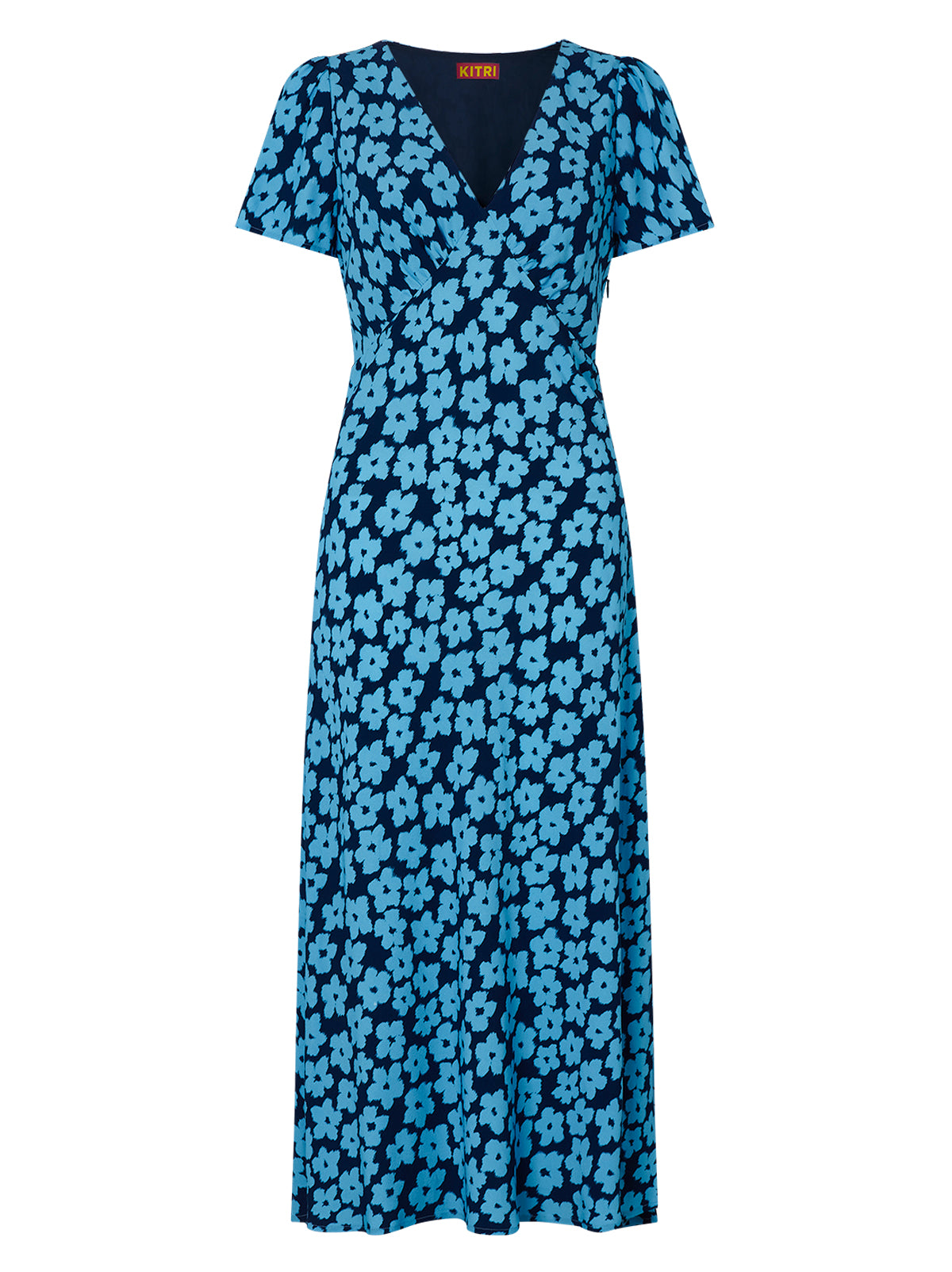 Effie Blue Blurred Floral Midi Dress | KITRI Studio