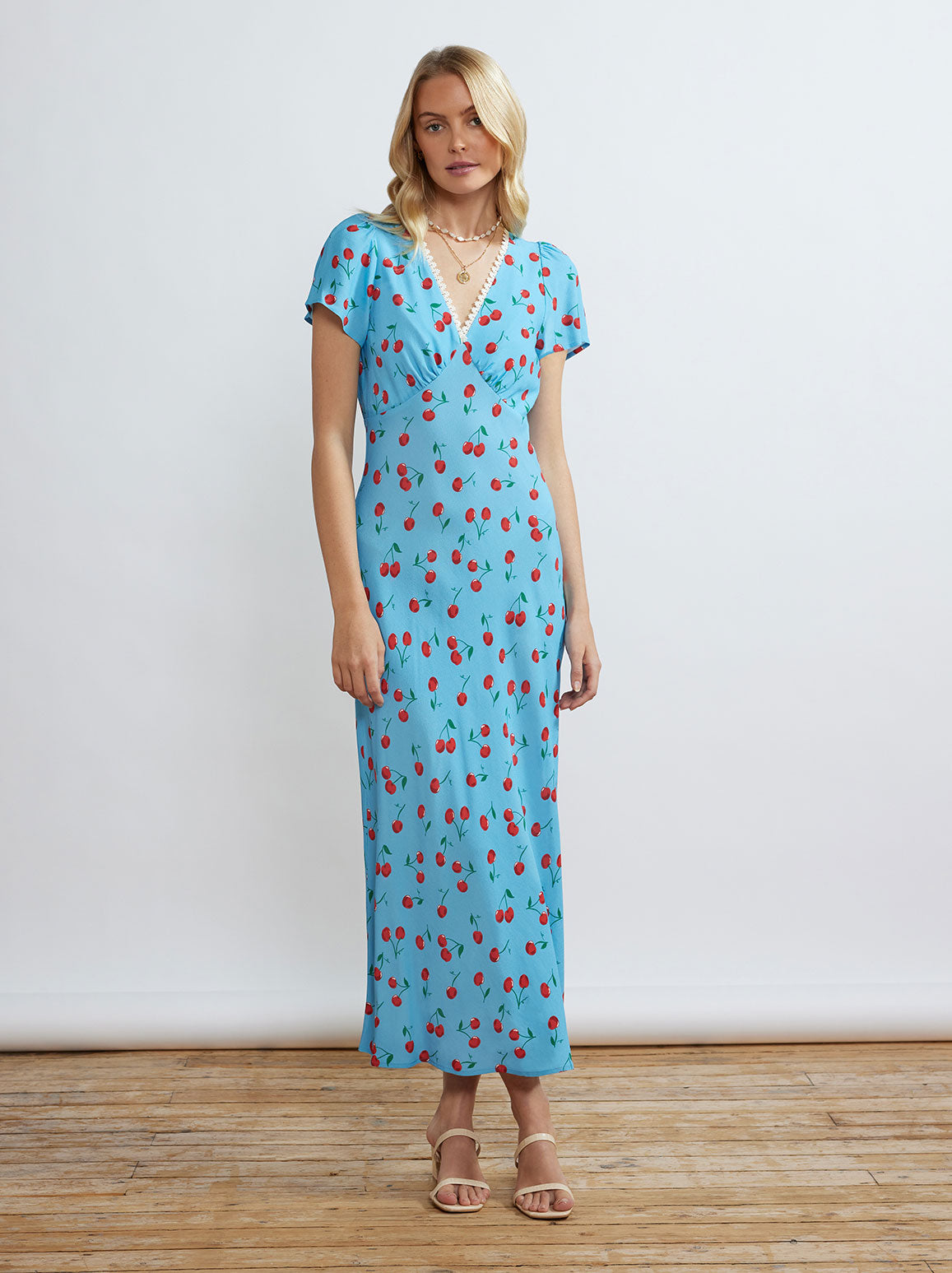 Effie Blue Cherry Midi Dress By KITRI Studio