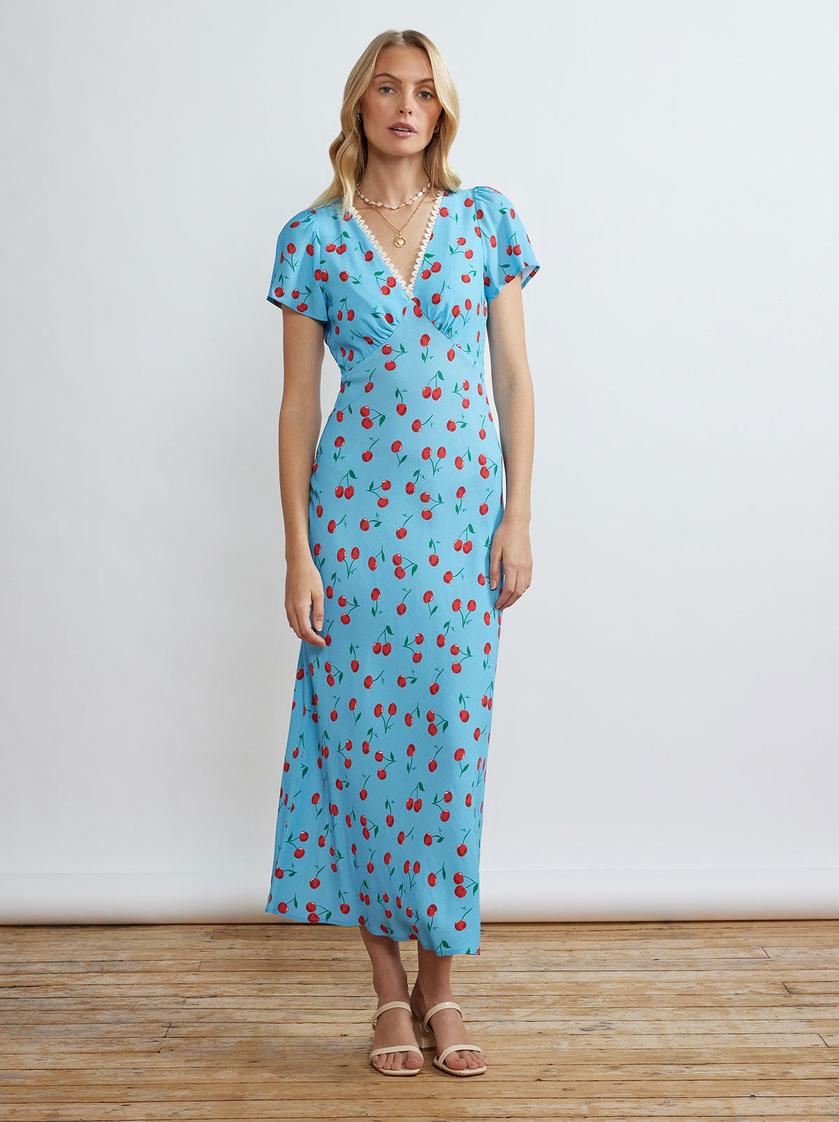 Effie Blue Cherry Midi Dress By KITRI Studio