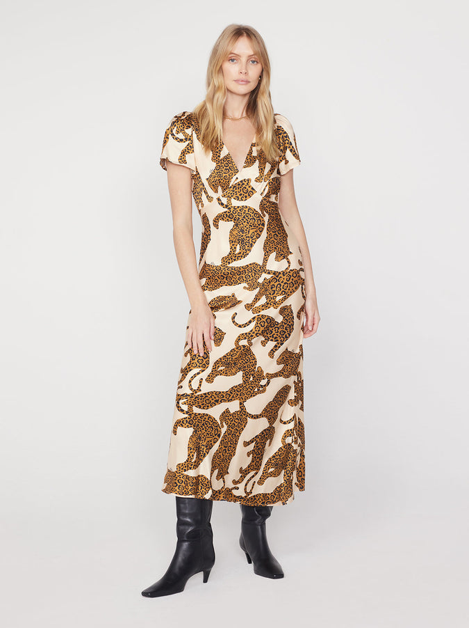 Effie Leopards Print Midi Dress