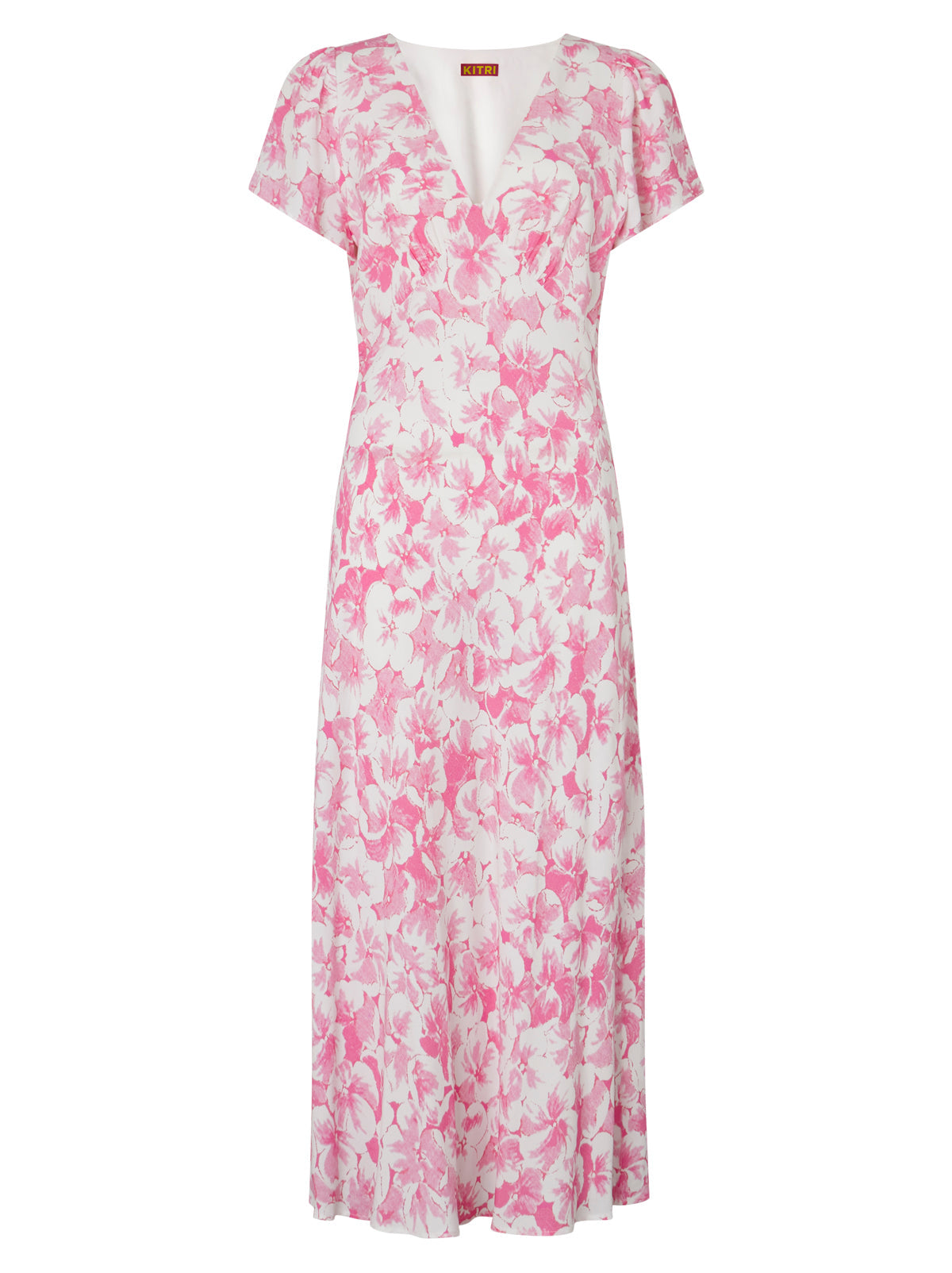 Effie Pink Pansy Print Midi Dress By KITRI Studio