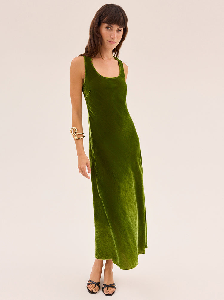 Elise Olive Velvet Dress By KITRI Studio