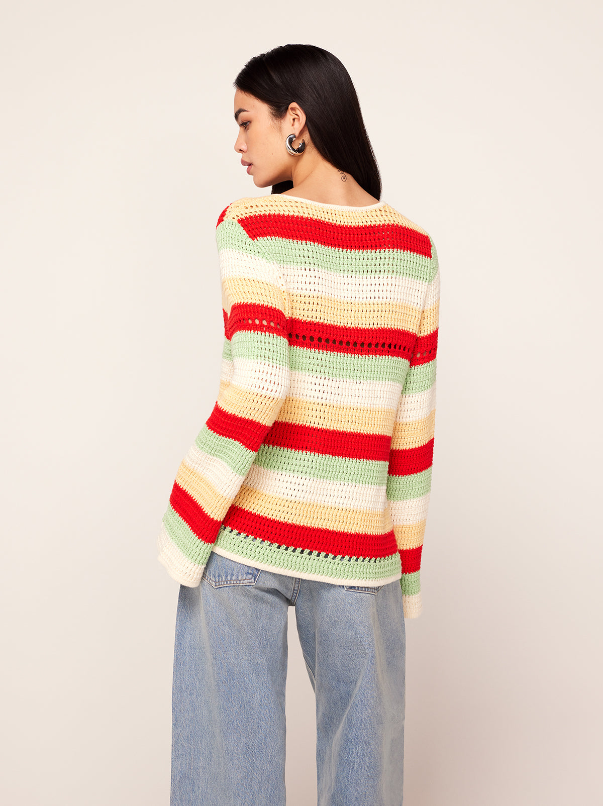 Elsie Mixed Stripe Crochet Knit Cardigan By KITRI Studio
