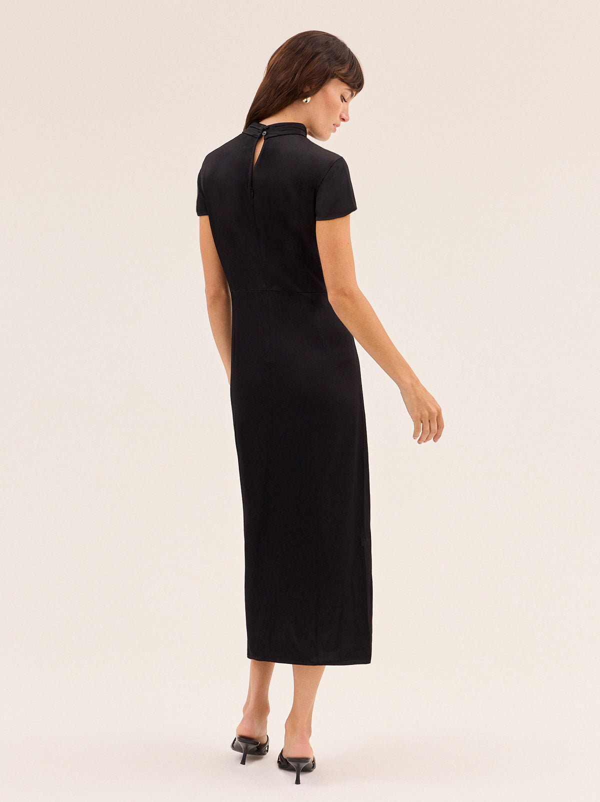 Elspeth Black Satin Embroidered Dress | KITRI Studio Elspeth Black Satin Embroidered Dress | KITRI Studio