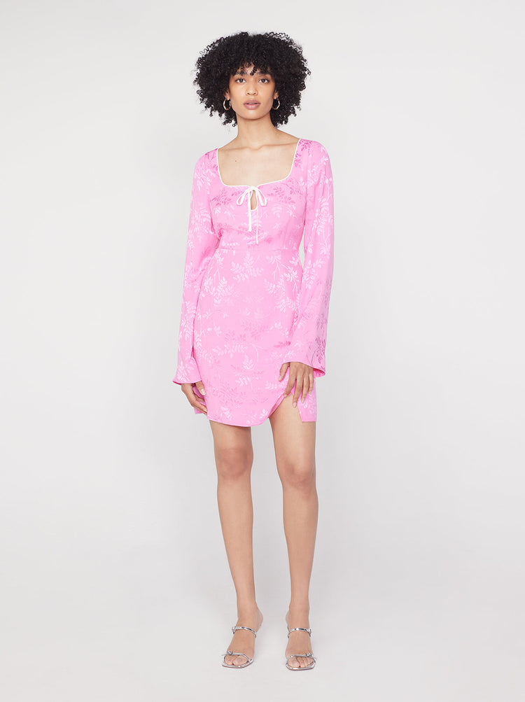 Elspeth Pink Floral Jacquard Mini Dress