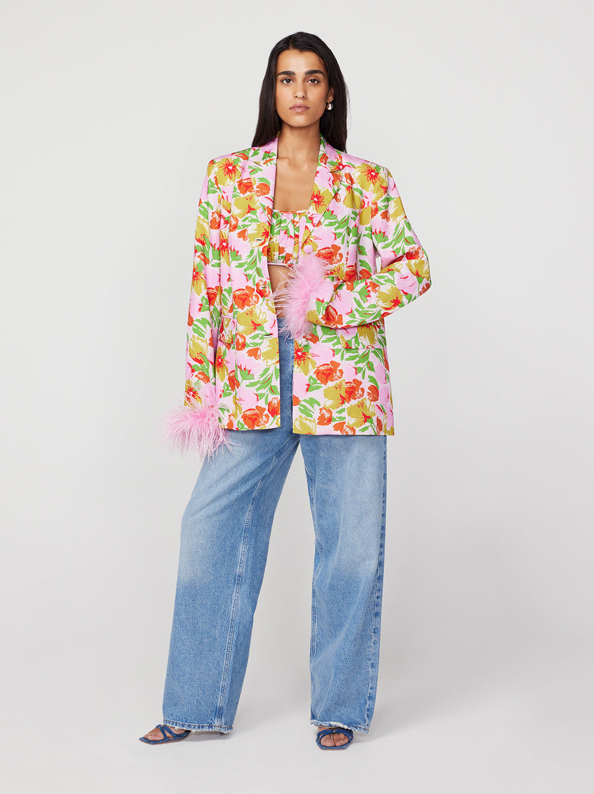 Emilia Pink Garden Floral Blazer KITRI Studio