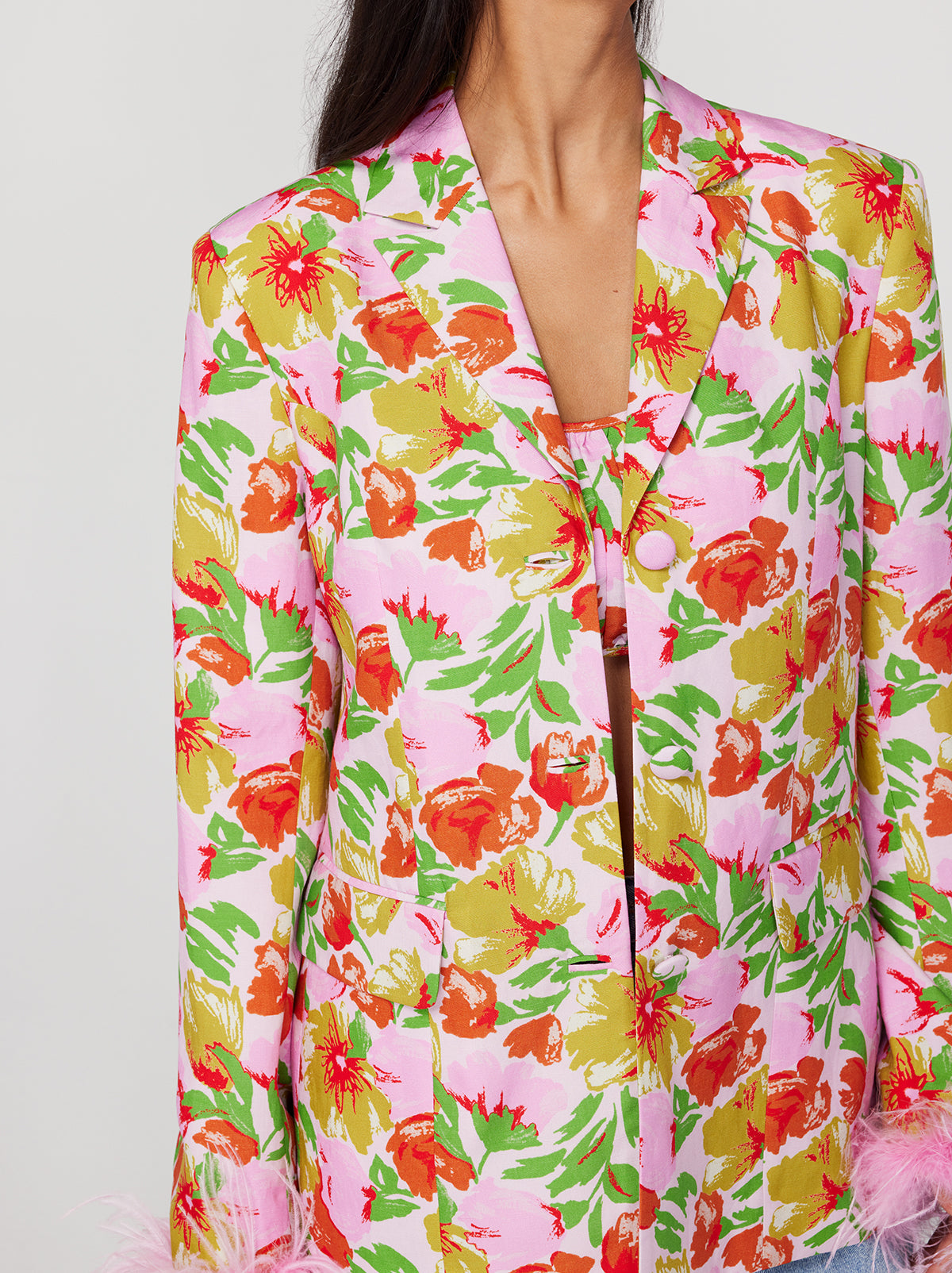 Emilia Pink Garden Floral Blazer KITRI Studio