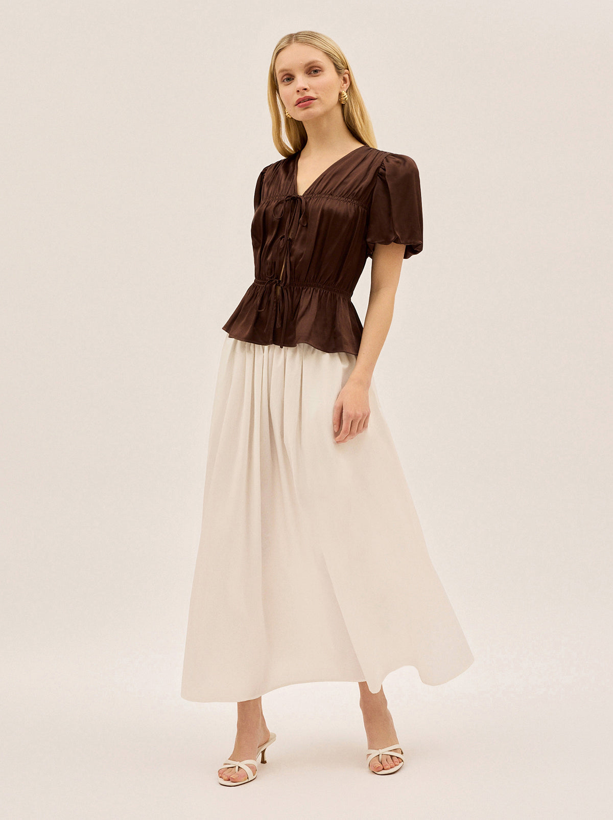 Emma Chocolate Satin Top By KITRI Studio