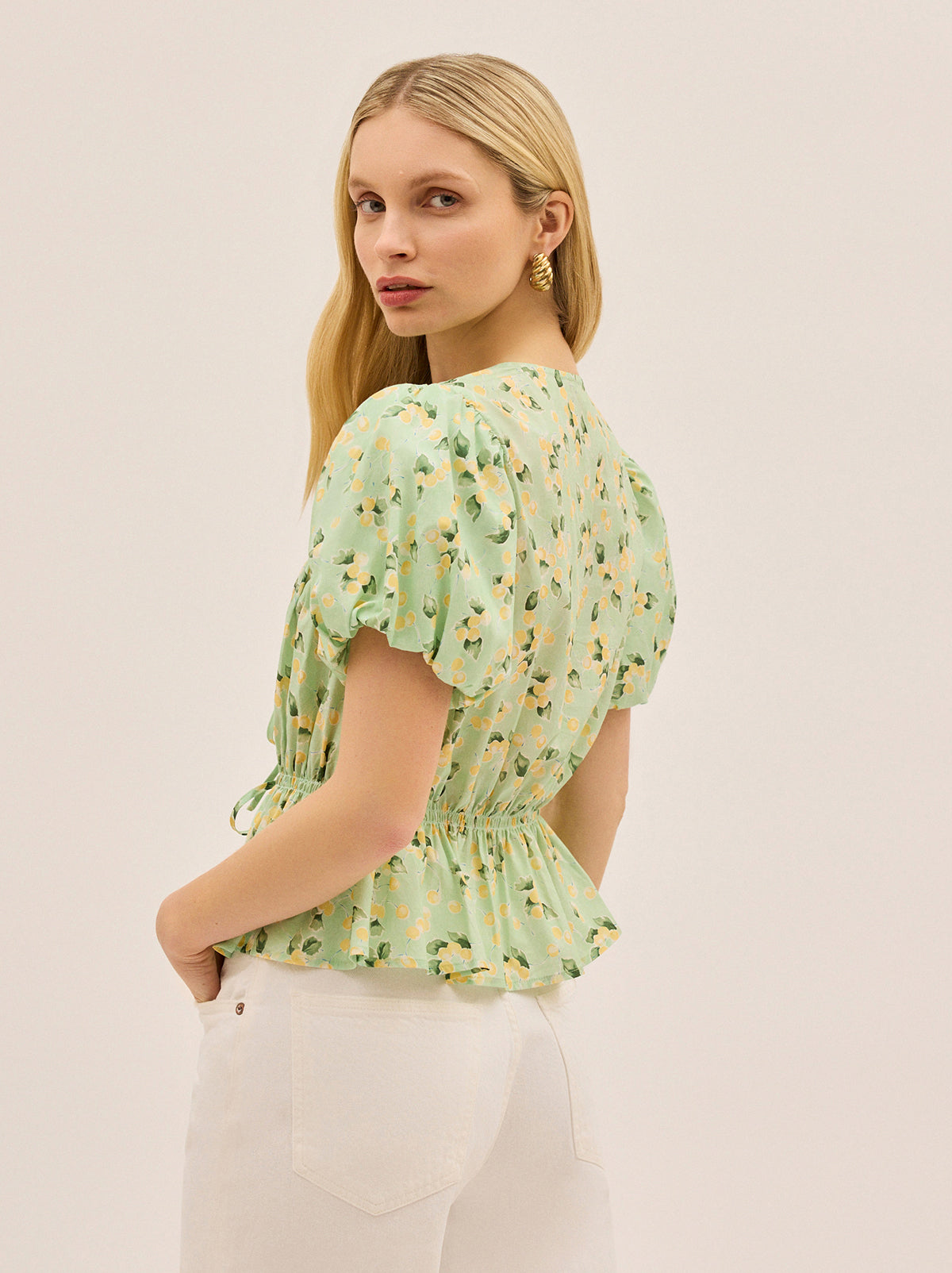 Emma Green Cherry Print Top By KITRI Studio