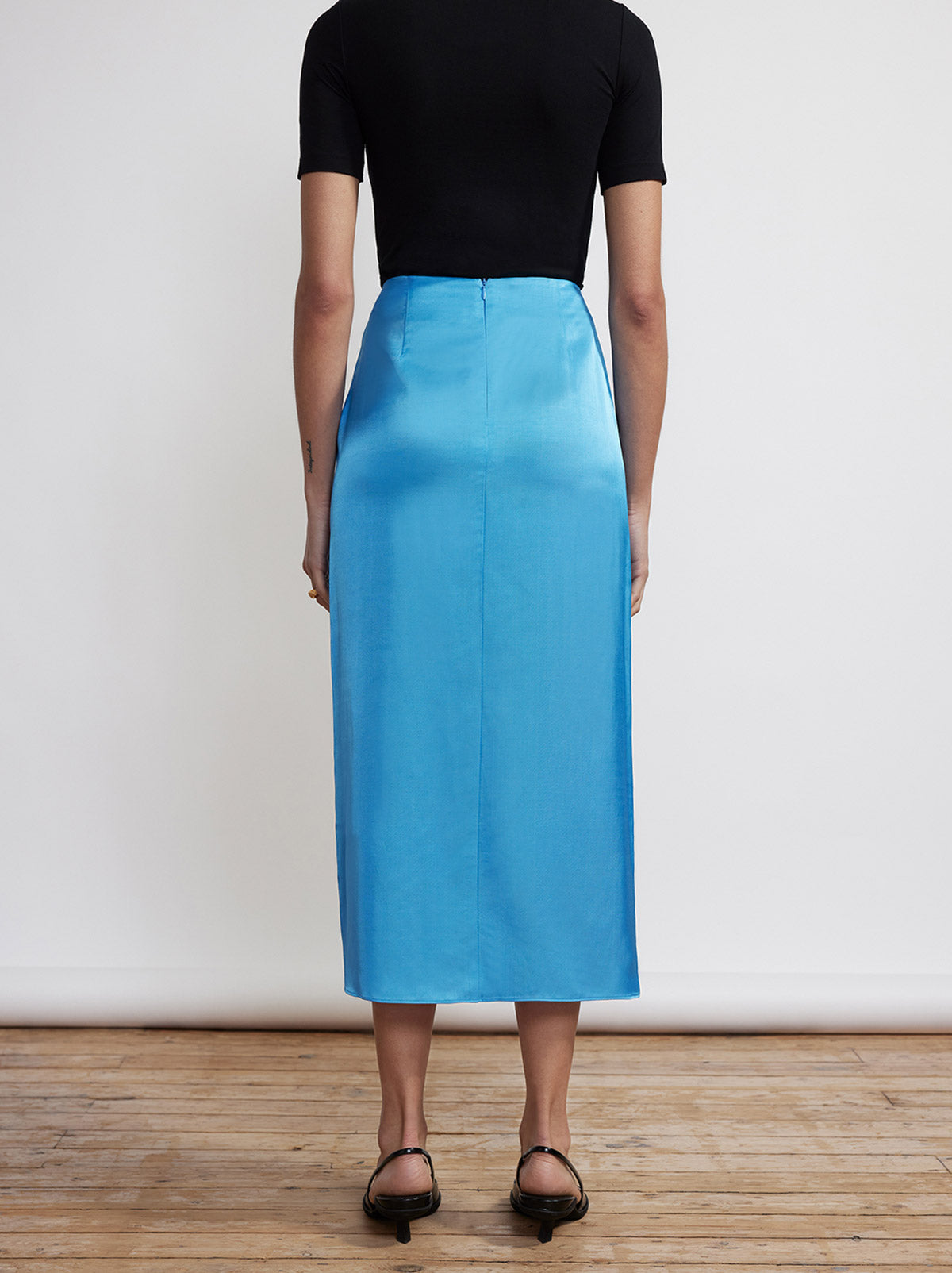Emmeline Blue Satin Skirt by KITRI Studio