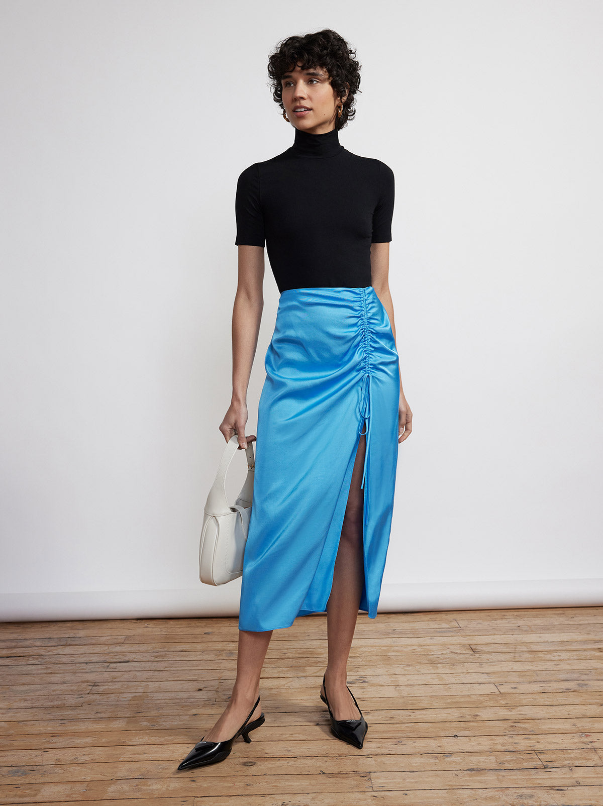 Emmeline Blue Satin Skirt by KITRI Studio