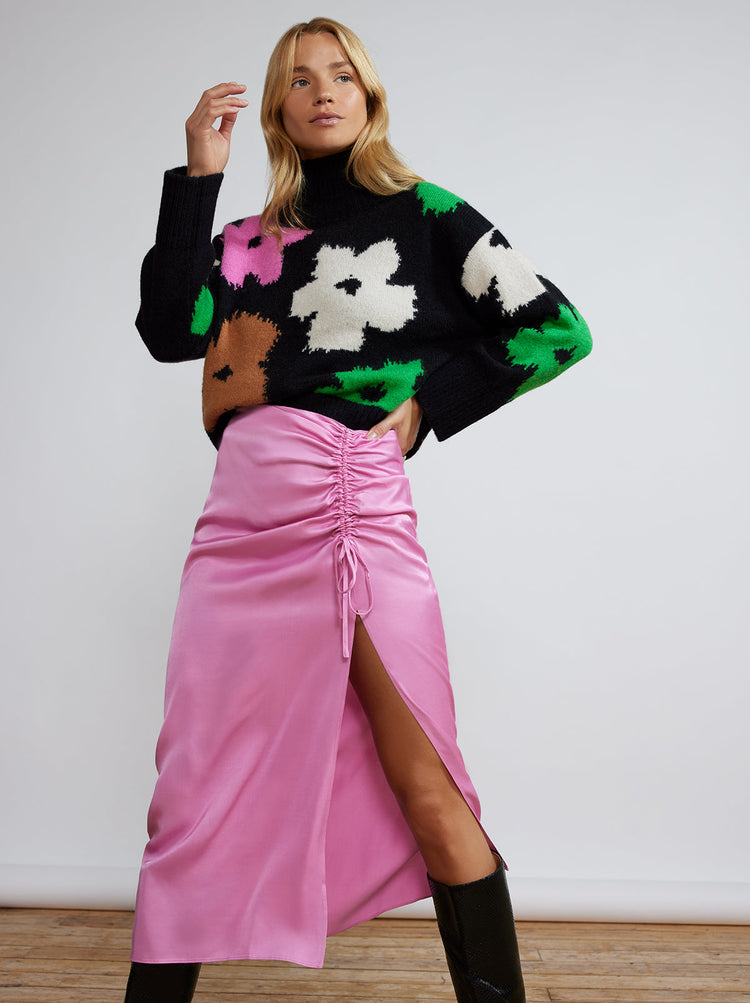 Emmeline Pink Ruched Skirt by KITRI Studio