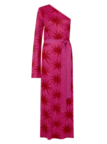 Esme Pink Star Lurex Knit One Shoulder Dress By KITRI Studio