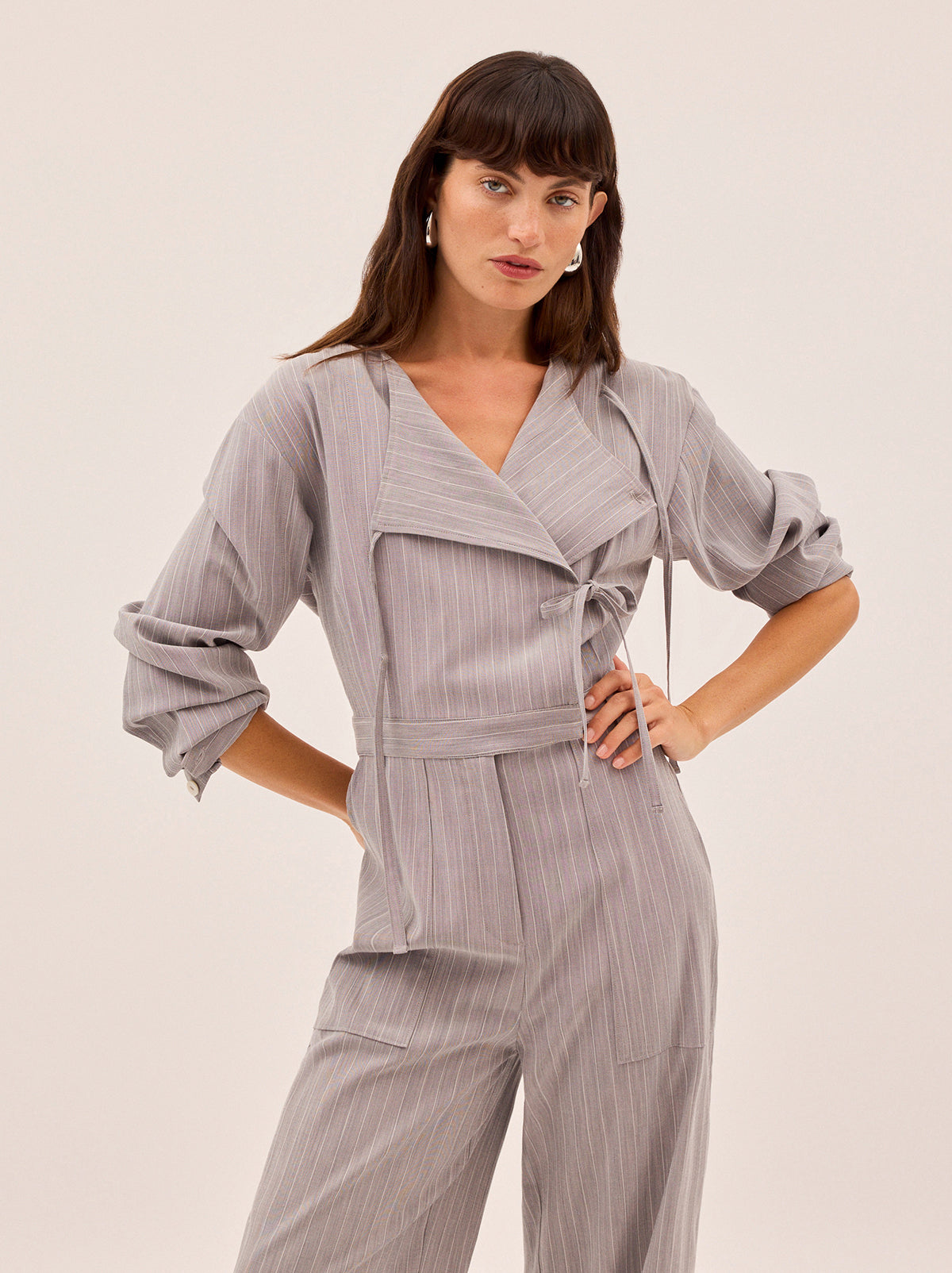 Esther Grey Pinstripe Jumpsuit By KITRI Studio
