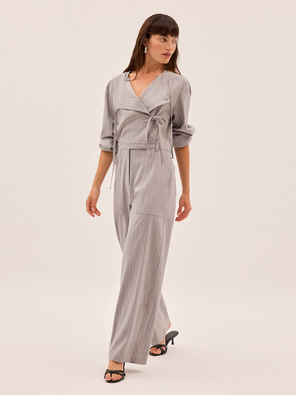 Esther Grey Pinstripe Jumpsuit By KITRI Studio