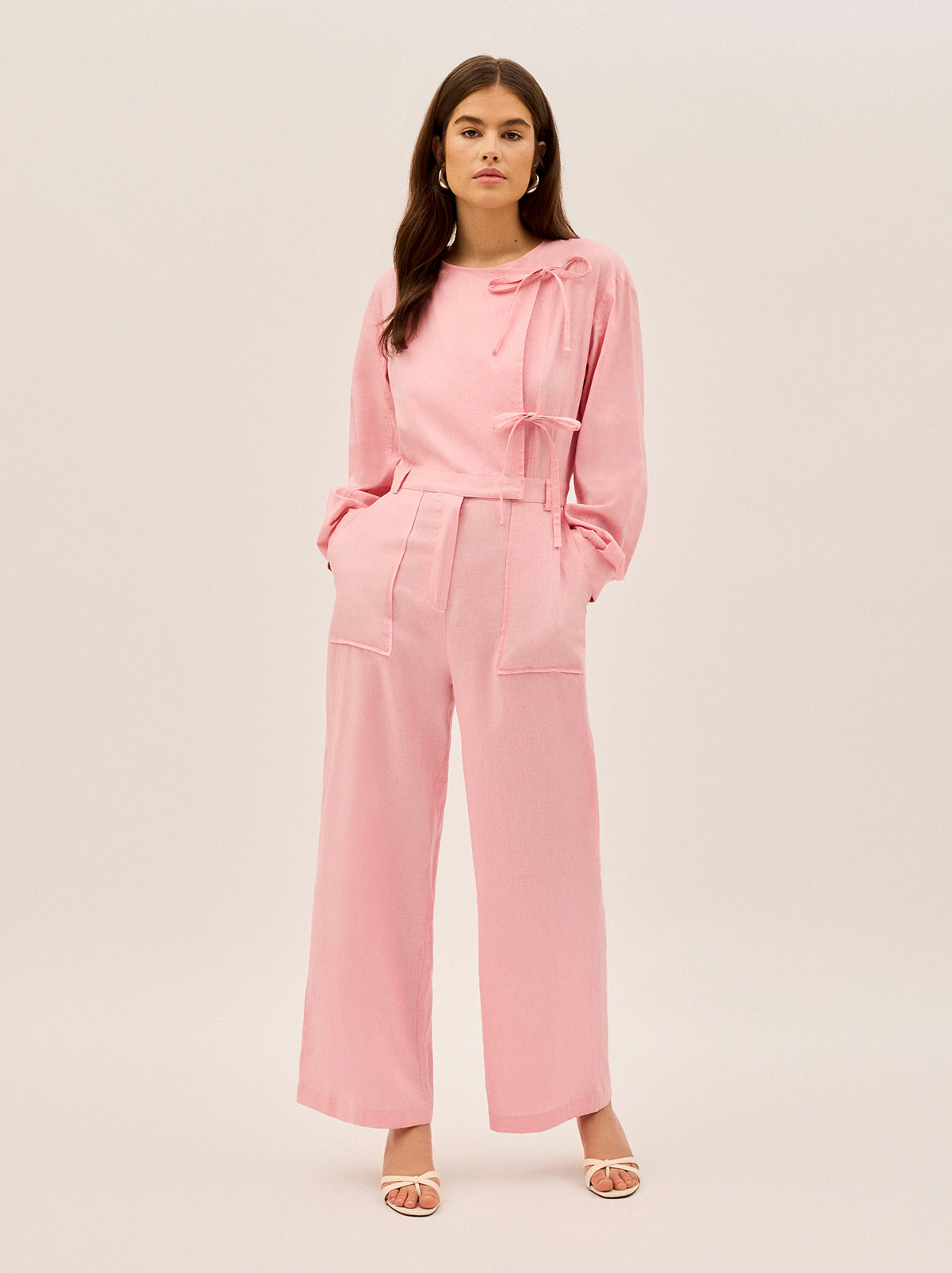 Esther Pink Cotton Linen Jumpsuit By KITRI Studio
