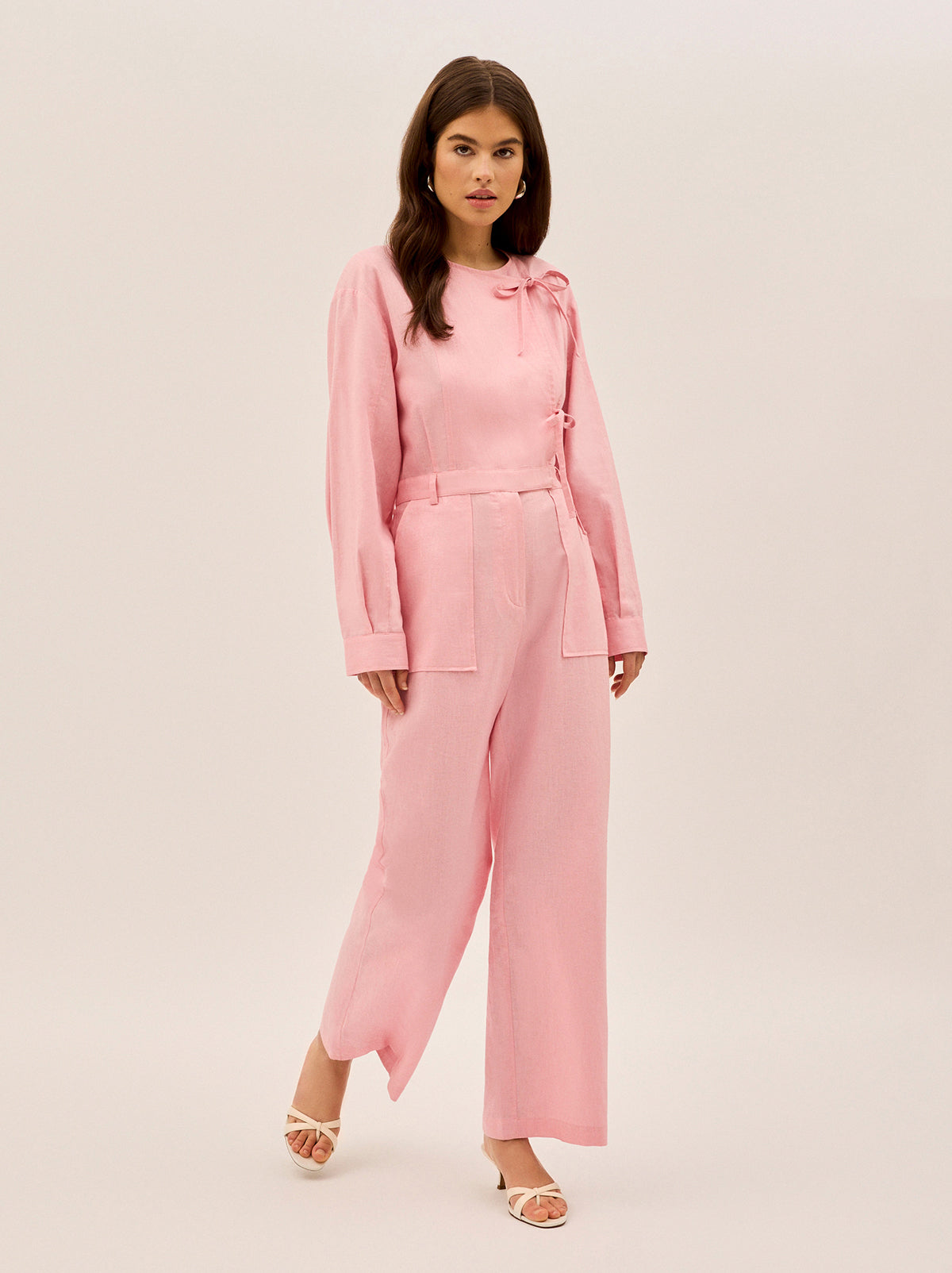 Esther Pink Cotton Linen Jumpsuit By KITRI Studio