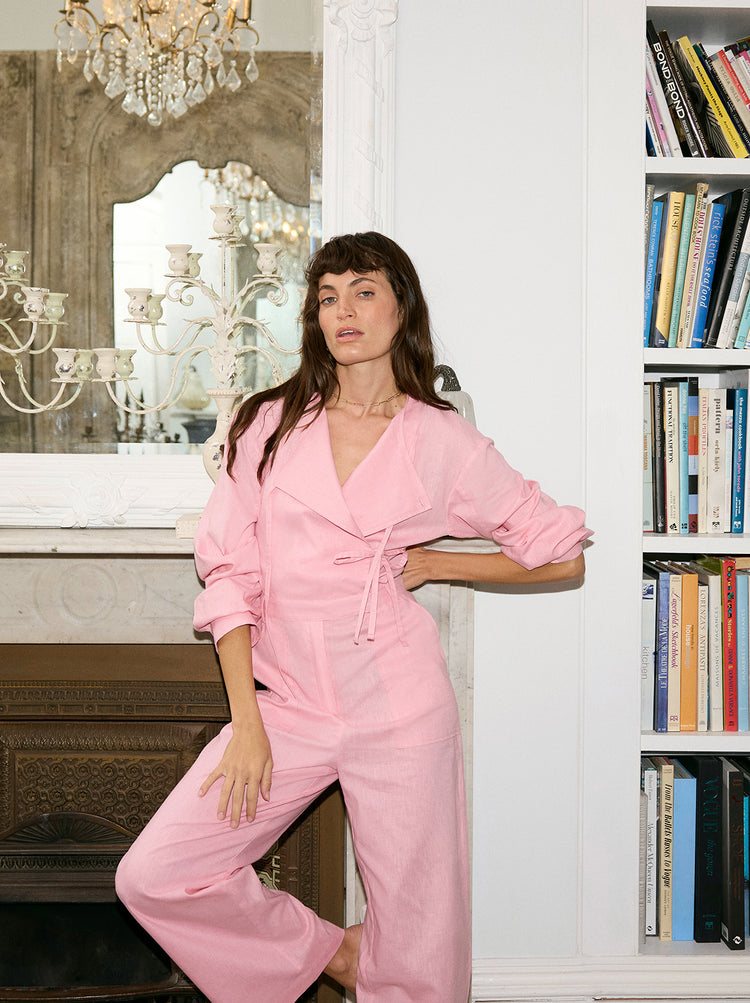Esther Pink Cotton Linen Jumpsuit By KITRI Studio