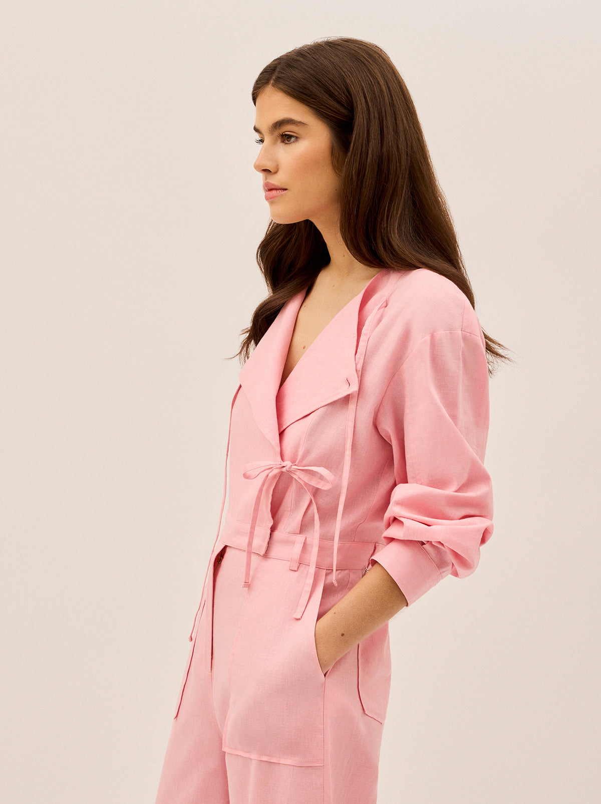 Esther Pink Cotton Linen Jumpsuit By KITRI Studio