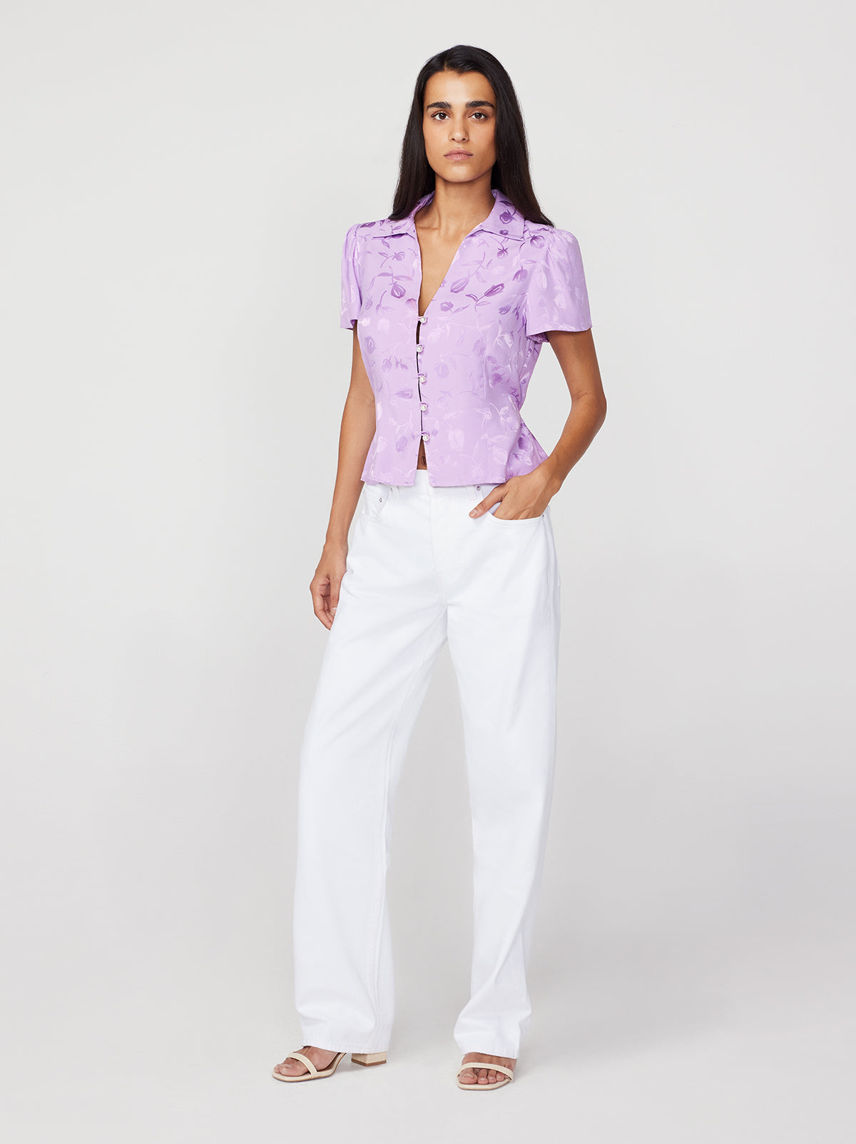 Evelyn Lilac Tulip Jacquard Top