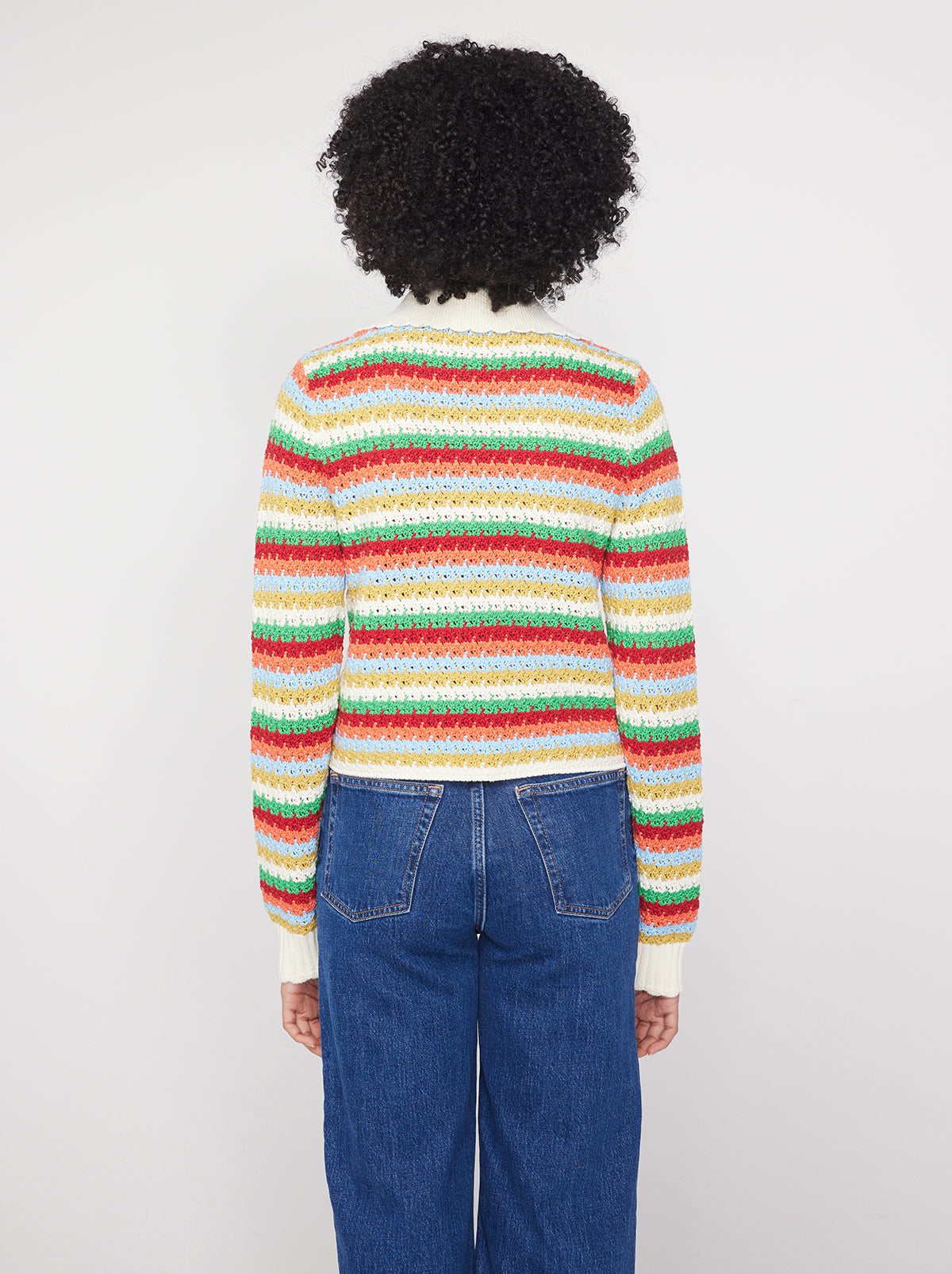 Evie Blue Multi Crochet Knit Cardigan By KITRI Studio