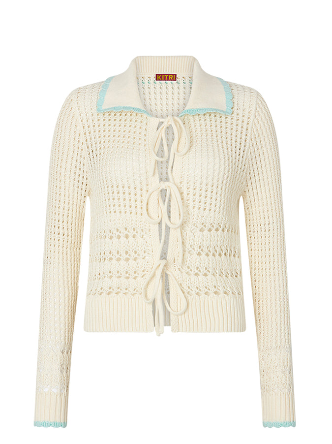 Evie Ivory Crochet Knit Cardigan | KITRI Studio