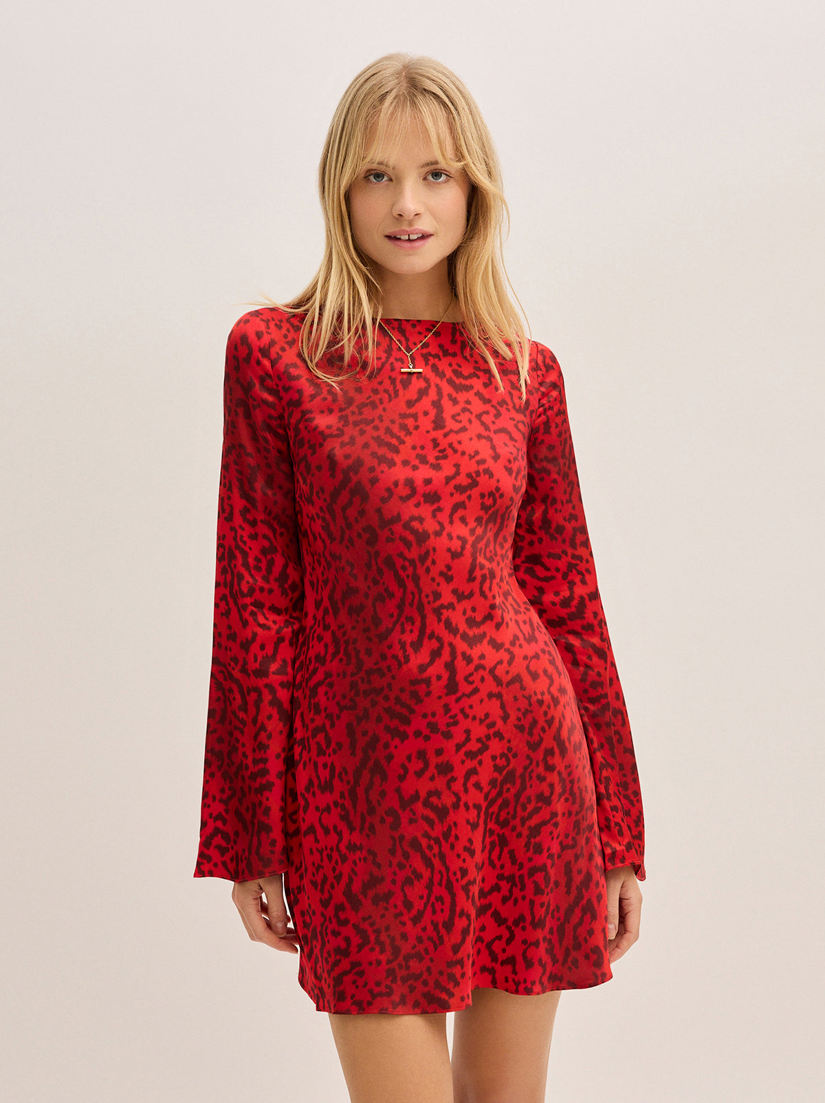 Faye Red Leopard Print Mini Dress By KITRI Studio