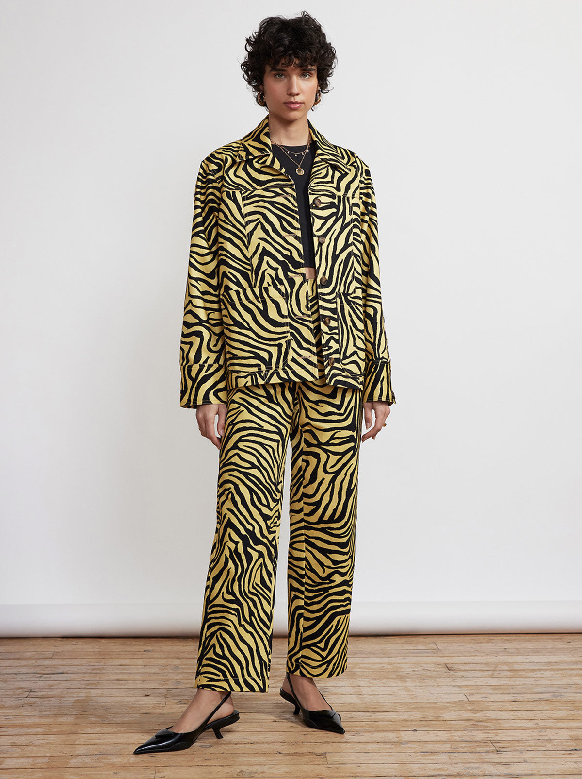 Frankie Yellow Zebra Print Cotton Twill Jacket KITRI Studio