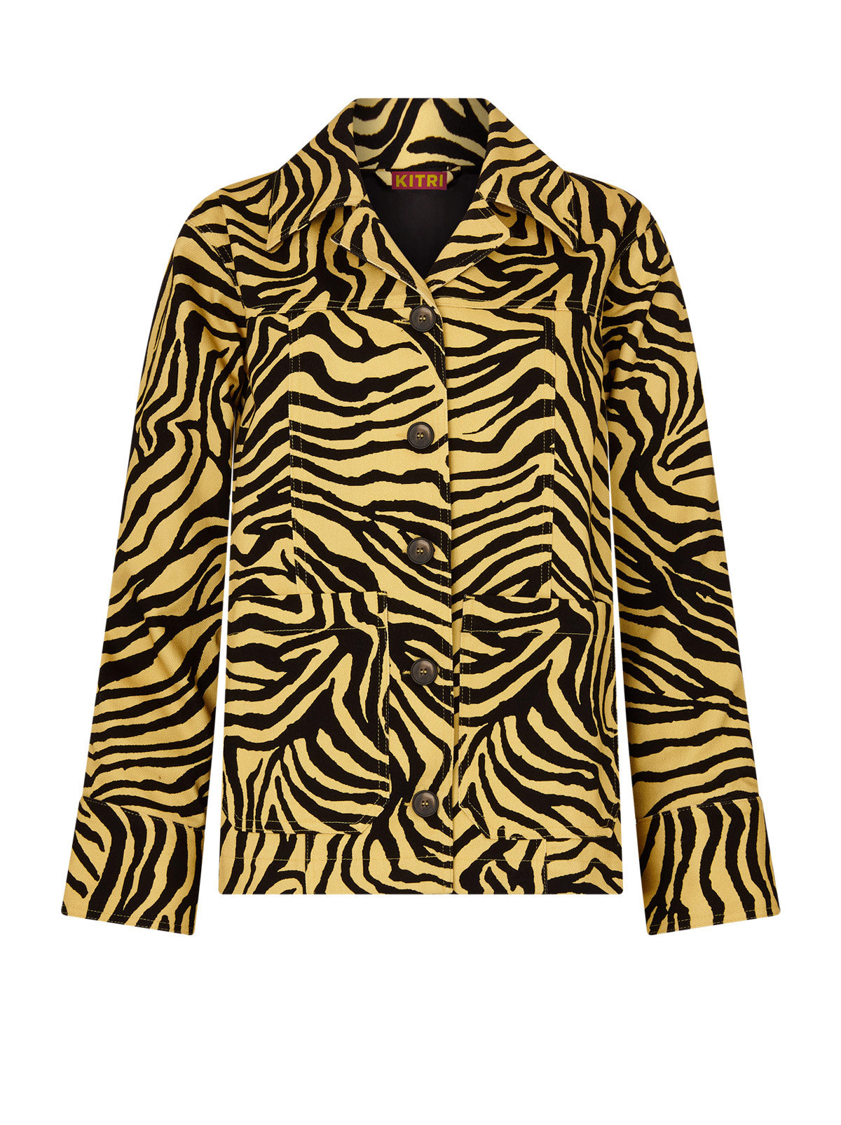 Frankie Yellow Zebra Print Cotton Twill Jacket by KITRI Studio