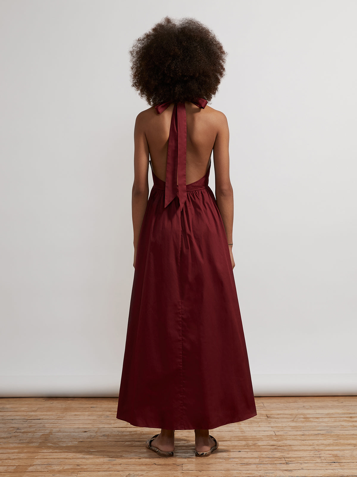 Freya Burgundy Halter Neck Maxi Dress By KITRI Studio