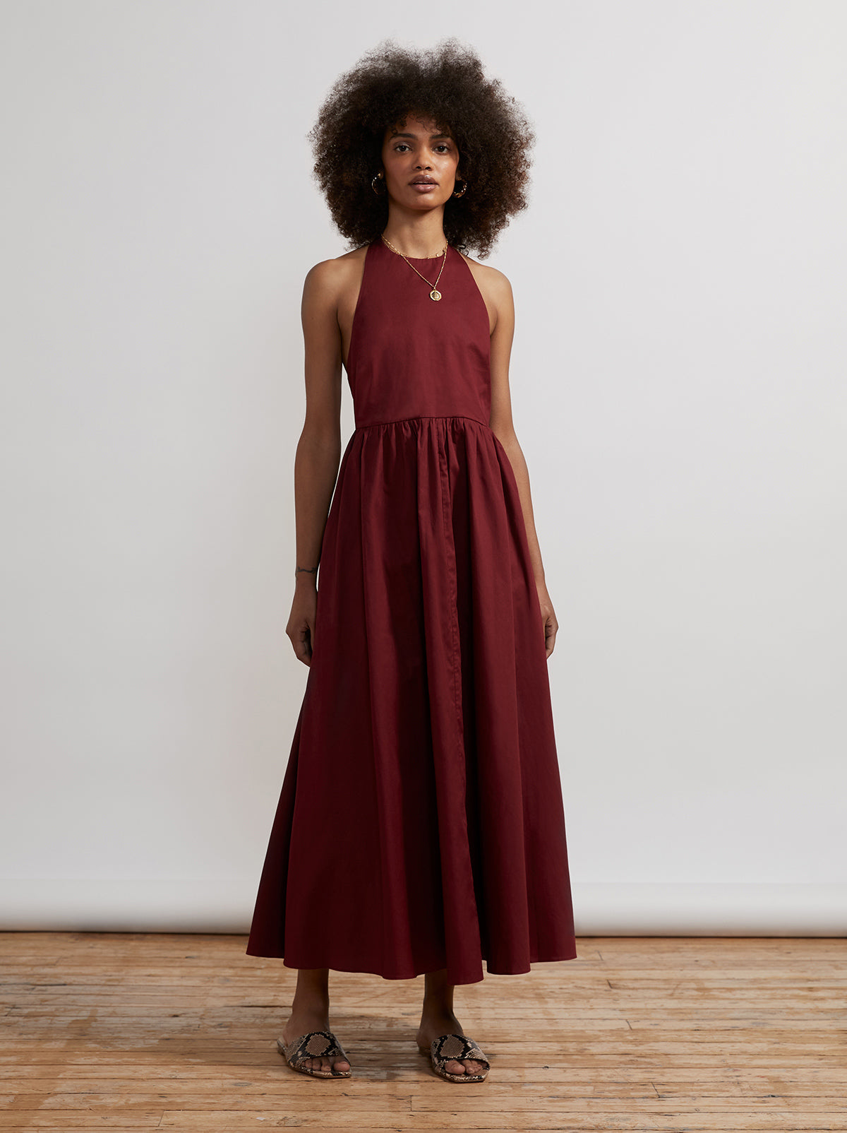 Freya Burgundy Halter Neck Maxi Dress By KITRI Studio