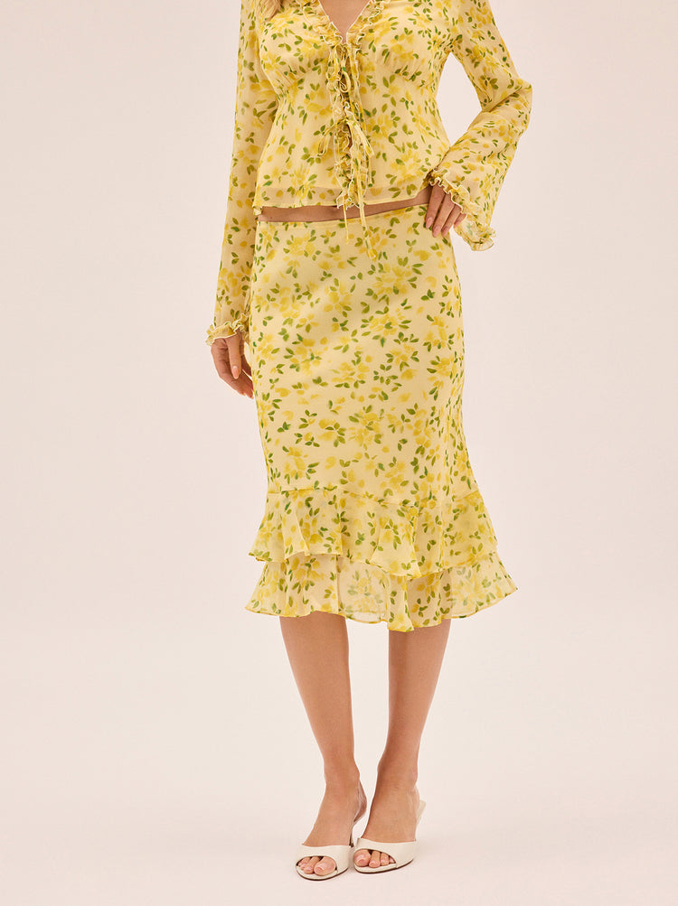 Freya Butter Petal Print Skirt By KITRI Studio