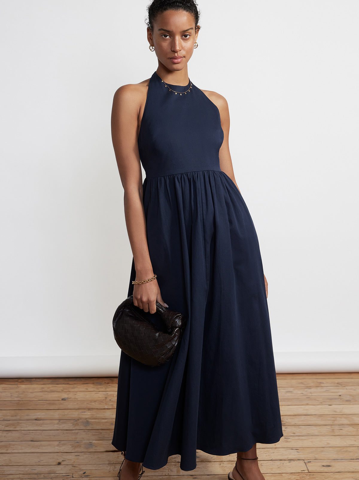 Freya Navy Cotton Halterneck Dress By KITRI Studio