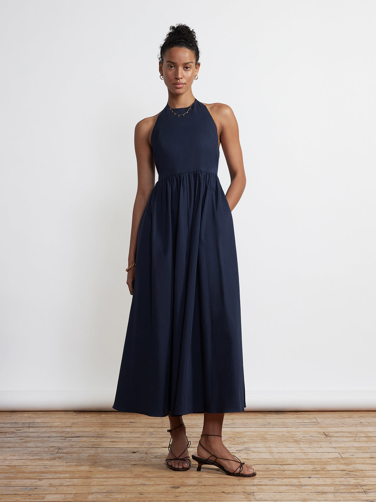 Freya Navy Cotton Halterneck Dress KITRI Studio