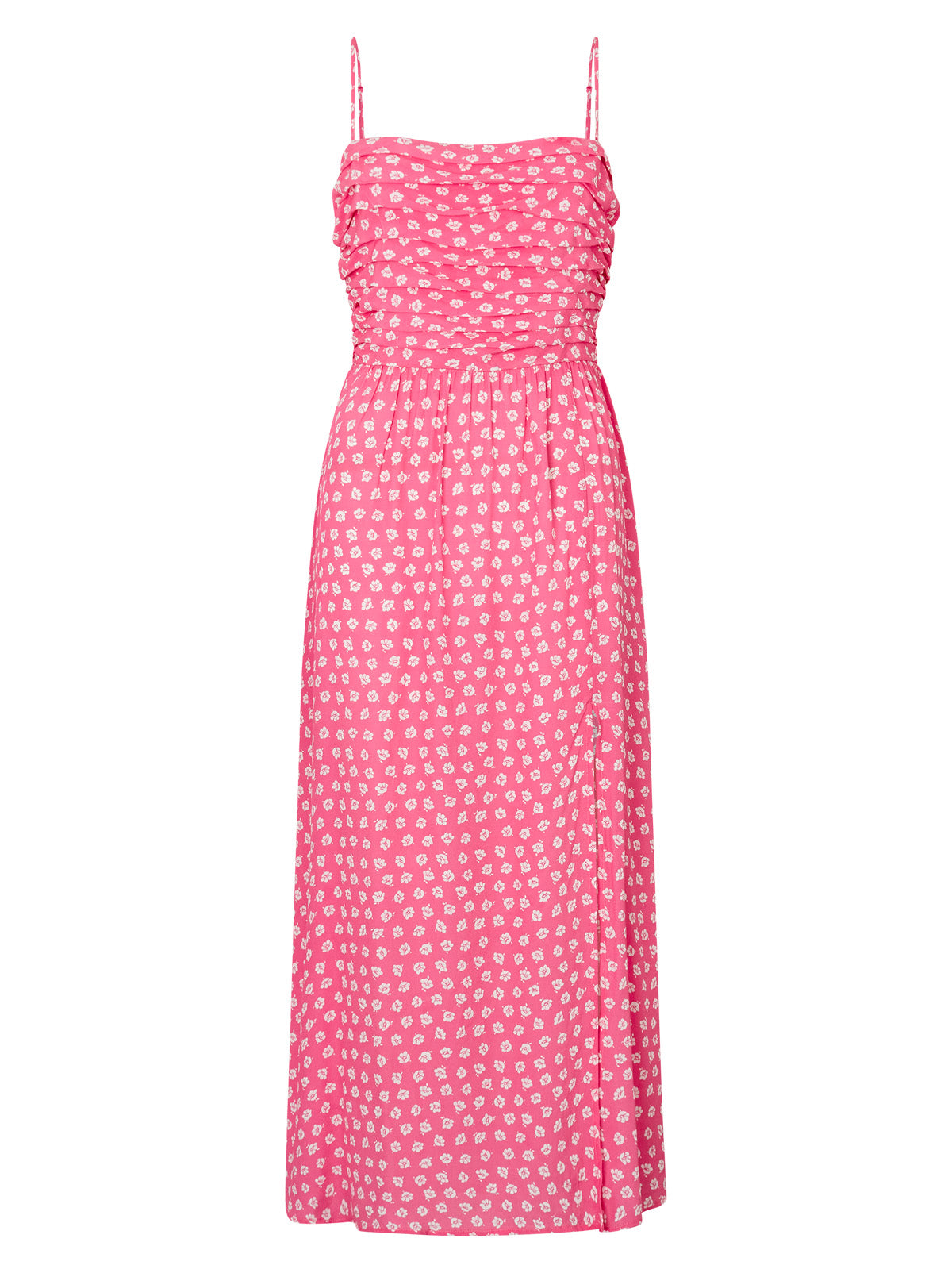 Genevieve Pink Ditsy Floral Midi Dress by KITRI Studio