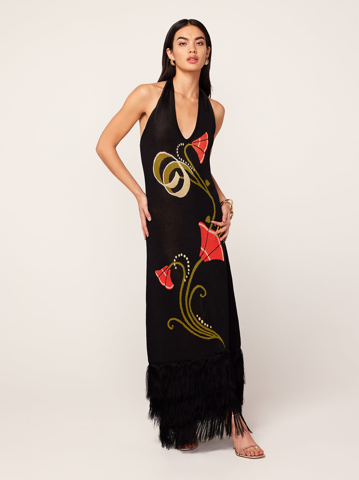 Georgia Intarsia Knit Halter Dress By KITRI Studio