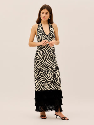 Georgia Zebra Knit Halter Dress By KITRI Studio