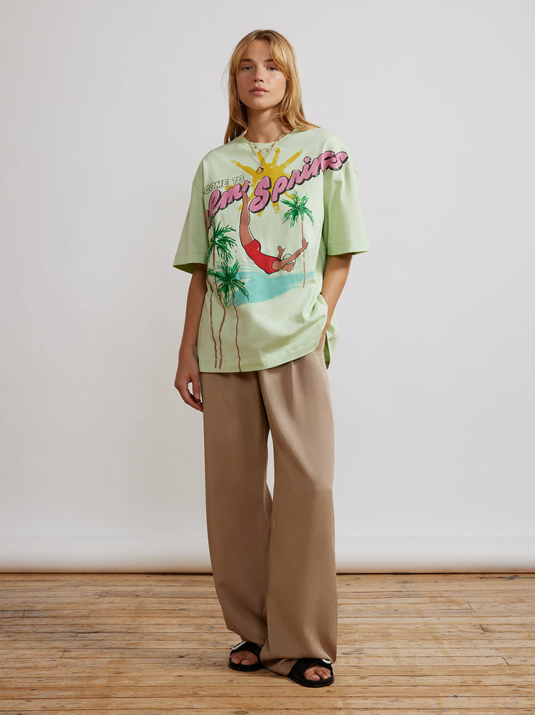 Gia Mint Green Palm Springs Print Oversized Tshirt By KITRI Studio