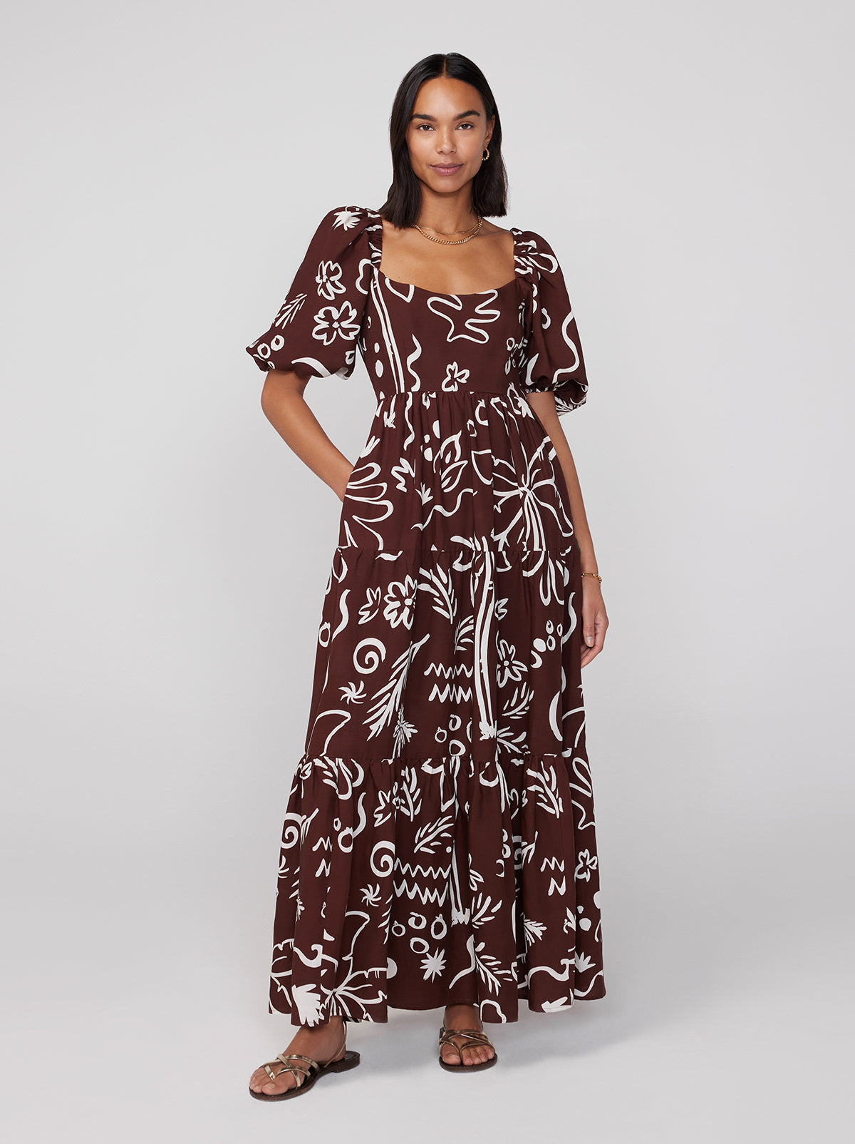Gianna Coco Palm Print Maxi Dress
